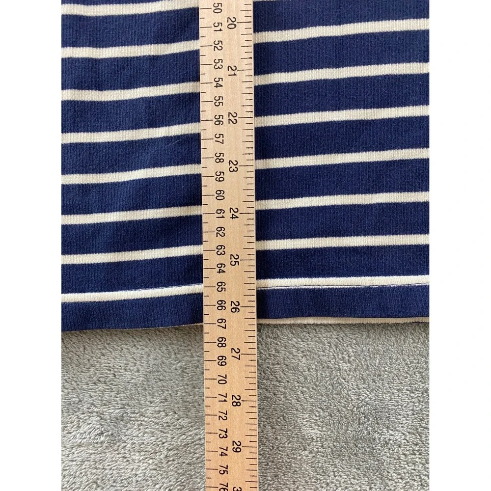 Banana Republic Mens Navy Blue White Striped Quarter Zip Pullover Sweater Large